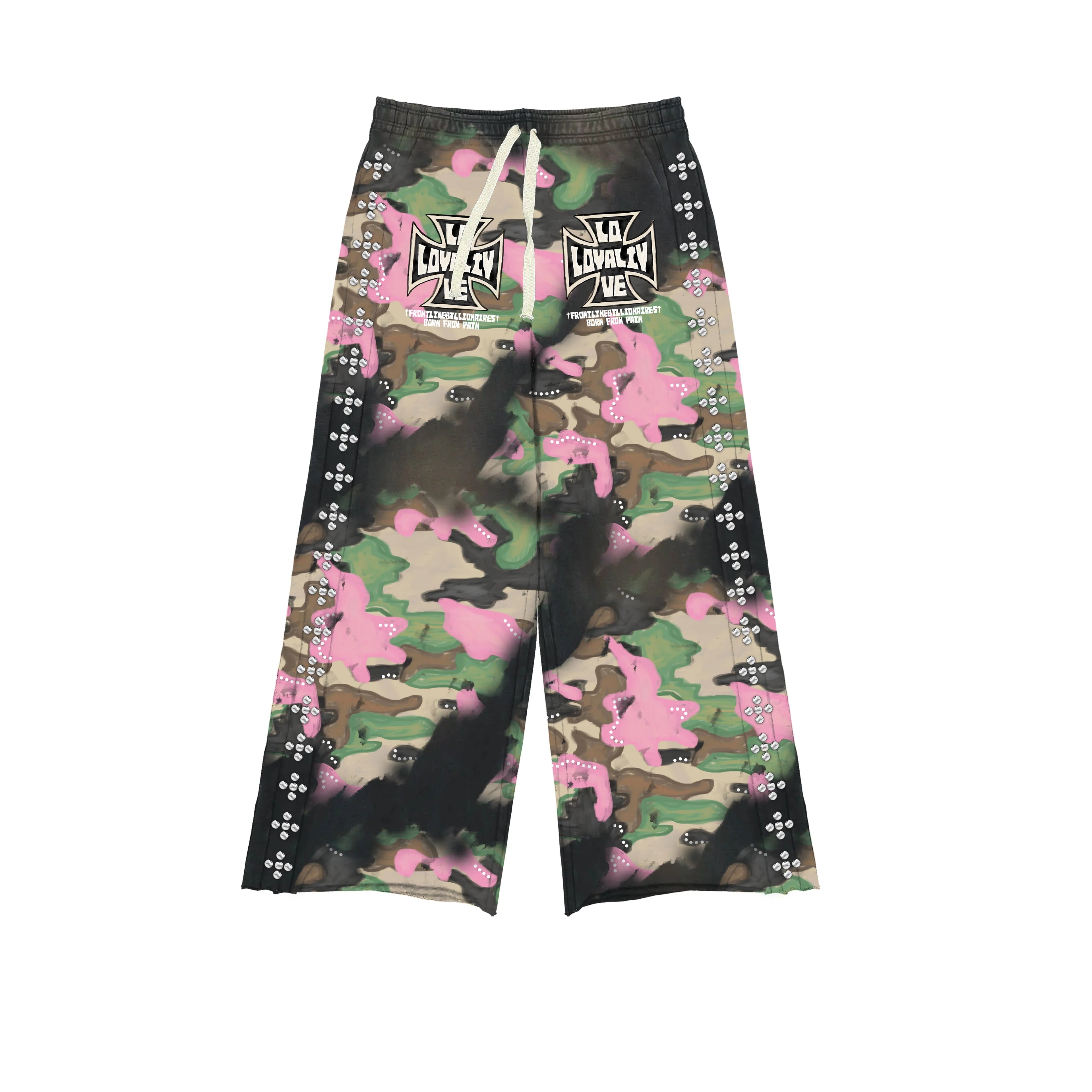 LOVE & LOYALTY CAMO RHINESTONE SWEATPANTS