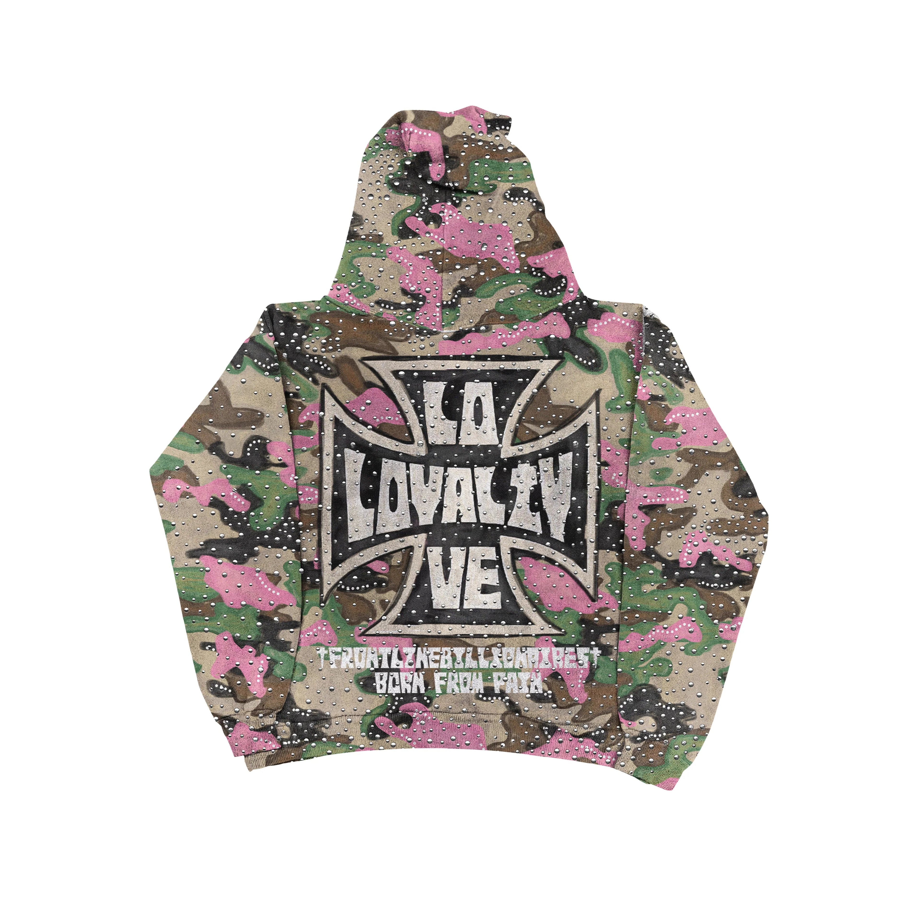 LOVE & LOYALTY CAMO RHINESTONE HOODIE